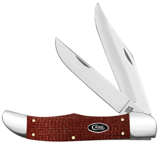 Case Knife Dark Red Burlap Micarta Folding Hunter 12274