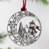 Solid Pewter Snowman Ornament