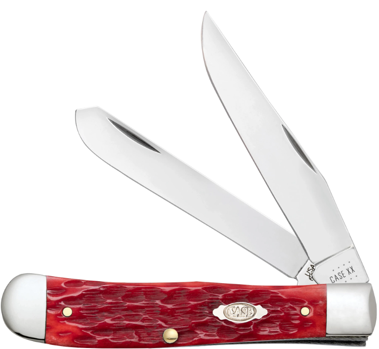 Case Knife Dark Red Bone Trapper w/Clip 31957 (CS)