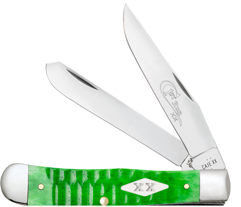 Case Knife First Production Run Bright Green Bone Gator Jig Trapper 81440