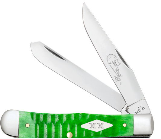 Case Knife First Production Run Bright Green Bone Gator Jig Trapper 81440