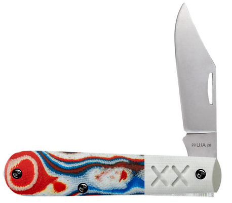Case Knife Crossroads Smooth Red, White & Blue Burl G-10 w/ White G-10 Barlow 53164