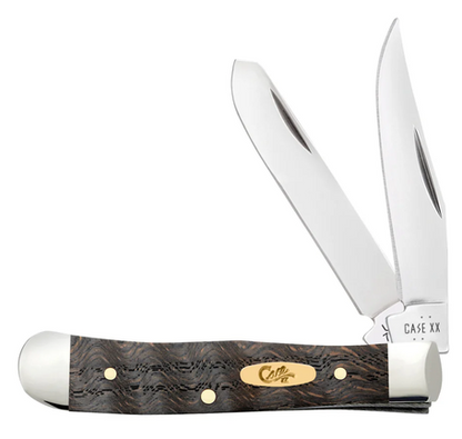 Case Knife Black Curly Oak Wood Smooth Tiny Trapper 14012