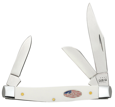 Case Knife Stars & Stripes Shield Small White Synthetic Stockman 39917